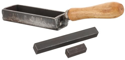 BETOOKY Iron Ingot Mold Metal Melting Mold with Wooden Handle Strip Shape for Casting Silver and Gold, Convenient to Carry and Store for Jewelry Making and Refining