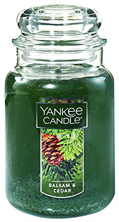 Yankee Candle Balsam & Cedar Candle, Festive Scent, Tin, Green, Classic Large Jar