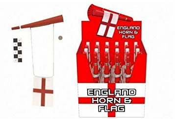 Toyland® 24 x England Flags & Horns - Football Match Accessories