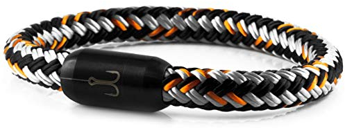 Fischers Fritze Armband Segeltau Torpedo Makrele Schwarz Grau Orange - Handgemacht im Geschenkkarton I Maritim & Wasserfest (21)