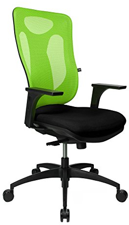 Topstar Net Pro 100 inklusive höhenverstellbaren Armlehnen Bürostuhl, Stoff, schwarz / grün, 59 x 56 x 120 cm