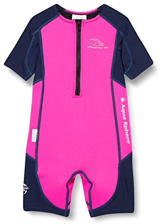 Aqua Sphere Unisex Jugend Stingray Hp Short Sleeve Wetsuit, rosa/Blau, 128 (Herstellergröße: 8 Jahre)