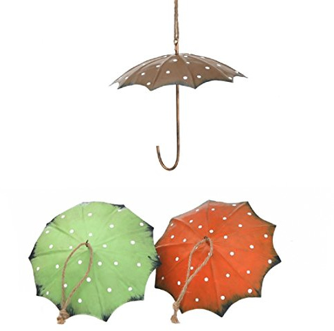 Dio Meisenknödel-Halter Regenschirm Metall 3 Farben grün orange braun mit weißen Punkten Preis für 3 Stück