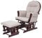 Mendler Relaxsessel HWC-C76, Schaukelstuhl Sessel Schwingstuhl mit Hocker - Stoff/Textil, Creme-grau, Gestell braun
