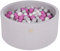 MEOWBABY Piscina de Bolas 90X40cm/300 Bolas ∅ 7Cm Piscina de Bolas Certificada para Niños Hecha en EU (90 x 40 cm/Gris Claro: Gris/Blanco Perla/Rosa Oscuro)