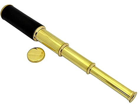 Roorkee Instruments (India) Nautisches Piratenteleskop aus Messing mit Box / Etui, Seemanns-Dekor für Zuhause, Piraten- / Kapitän- / Bootspielzeug zum Verschenken (35,6 cm, Dollond)