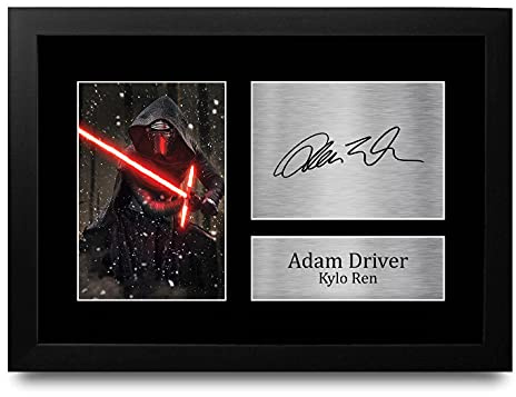 HWC Trading Adam Driver A4 Gerahmte Signiert Gedruckt Autogramme Bild Druck-Fotoanzeige Geschenk Für Star Wars Kylo Ren Filmfans