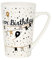 Jumbotasse Becher XXL Sprüchetasse 400 ml aus Porzellan Trinkbecher Smoothie Becher Geschenk Büro Tasse für Kaffee Teetasse Cappuccino Kaffeebecher Jumbo-Tasse Riesentasse (Happy Birthday weiß)