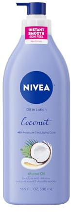 NIVEA Oil Infused Lotion Coconut and Monoi Oil Body Lotion for Women, Fast-Absorbing and Non-Greasy Coconut Scented Lotion Moisturizes for 48 Hours, 16.9 Fl Oz Pump Bottle