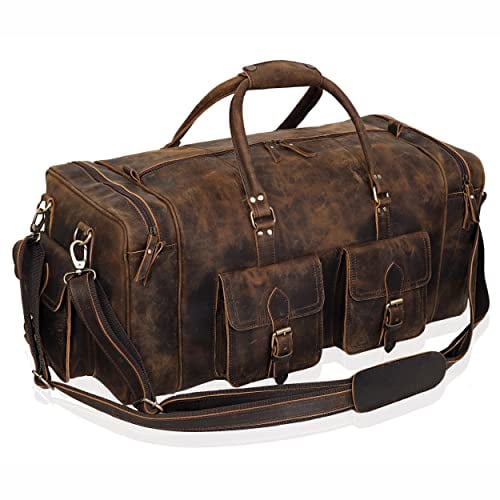 Weekender Oslo Reisetasche aus Leder Damen Herren Braun Groß 45l