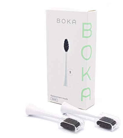 Boka Power Brush Ersatz-Zahnbürstenköpfe für elektrische Schallzahnbürste, Weiß (2 Köpfe)