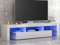 Panana Front RGB LED TV Stand Cabinet Unit Modern 160cm TV Desk with Storage for Entertainment Living Room (White)