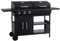 vidaXL Barbacoa Combinada de Gas y Carbón BBQ Parrilla Cocina Portátil con Fuego y Hornilla Grill con 3 Fogones con Mesitas de Acero Color Negro
