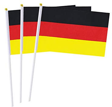 Deutschland Flaggen auf Stäbchen, kleine Deutsch Handflagge mit Stangen, für Nationalfeiertag, Parade, Sport, Party-Dekorationen (20 Stück)
