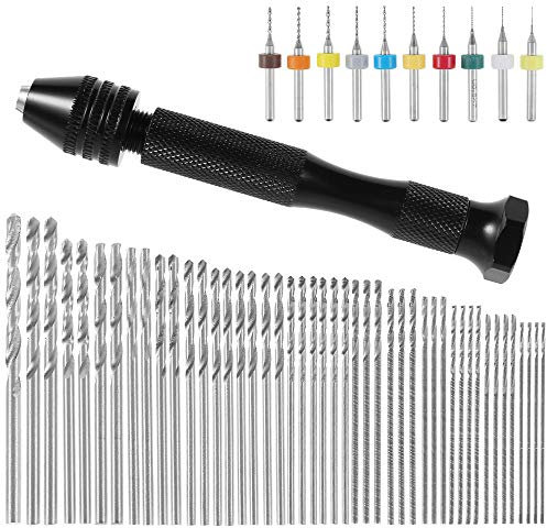57 Pièces mini perceuse de précision pin foret fraise mini foret modelisme foret bois precision pin vise Outils perceuse à main Foret Fraise Twist 0.3-3mm, PCB de 0.1mm-1mm