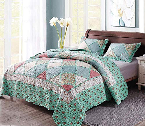 Tagesdecke Im Amerikanischen Stil Bettüberwurf Aus Baumwolle Gesteppte Tagesdecken 3-teilige Bettwäsche Dekoration Queen 220x240cm Multifunktion Alle Jahreszeiten Bettdecke + 2 Kissenbezug 50x70 cm,C