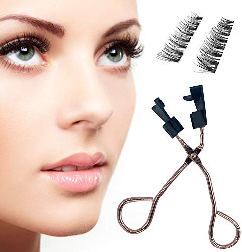 Magnetische Wimpernklemmen-Set, magnetische Wimpernklammern mit einem Paar 3D magnetische Wimpern, klebefrei/einfache Anwendung/wiederverwendbare falsche Wimpern, Premium magnetische Wimpernzange Set
