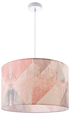 Paco Home Pendelleuchte Lampenschirm Stoff E27 Hängeleuchte Schlafzimmer Rund Vintage Retro Zylinder Textil 1,5m Textilkabel