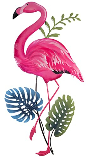 CIM Metall Wand-Deko - Pretty Flamingo 74cm - tierische 3D Wandbilder - Wandschmuck inkl. praktischer Wandbefestigung - lebhafte Wandskulptur