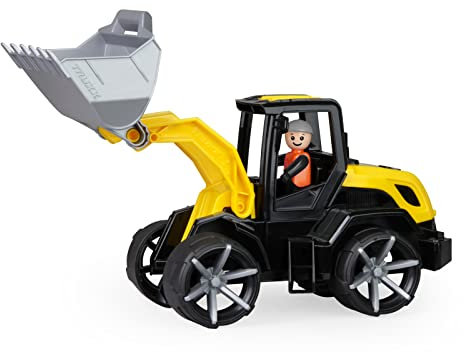 Lena 04532 - TRUXX² Schaufellader, Baustellenfahrzeug ca. 37 cm, robuster Radlader mit funktionstüchtiger Schaufel und vollbeweglicher Spielfigur, für Kinder ab 2 Jahre, Spielfahrzeug gelb