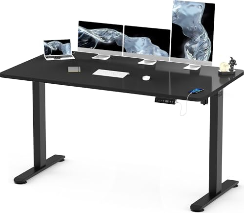 Flamaker Höhenverstellbarer Schreibtisch 160 x 80 cm, Schreibtisch Höhenverstellbar Elektrisch mit Memory Funktion, Computertisch mit Kabelmanagement, Standing Desk, Stehpult, Bürotisch, Schwarz