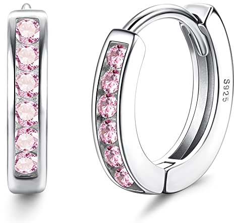 ORAZIO Kleine Creolen Ohrringe Silber 925 für Damen Mädchen Kinder | 925 Sterling Silber Knorpel Tiny Sleeper Huggie Ohrringe | Roségoldene Hypoallergene für Kinder