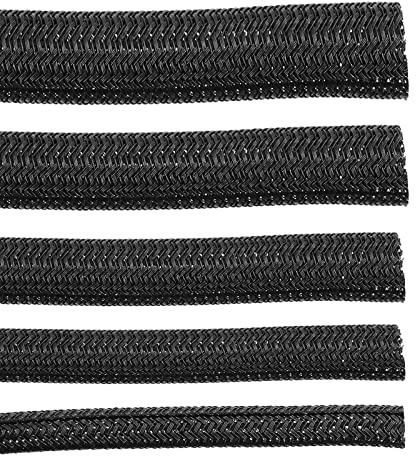 Swpeet 1/4 Zoll 10ft SchwarzRed Haustier Expandable Geflochtene Kabelhülse, Cord Protector Draht Webstuhl Schlauch Kabel Hülse Draht Sleeving für Audio Video und andere Device Kabel Automobildraht