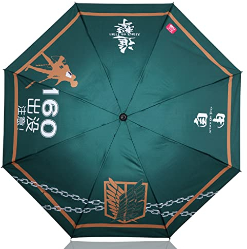 Roffatide Anime 37,8 Zoll Regenschirm 8 RIBS Survey Corps Regenschirme Kompakt Faltbarer Reiseschirm Winddicht Wasserdicht Anti-UV Schutz Regenschirm