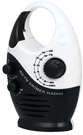 Shower Radio Dab Waterproof, Mini FM AM Waterproof Shower Music Hanging Radio Suit Bathroom Bath Cabin Black Powerful Hi-Fi Speakers Portable Radio Operated Bathroom Radio