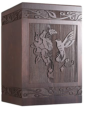 Gedenkurnen für Menschliche Asche - Holzurnenbox und Schatulle für Erwachsene, Männer, Frauen, Kinder - Große Beerdigungsurne, Hält bis zu 100 kg (Kolibri)