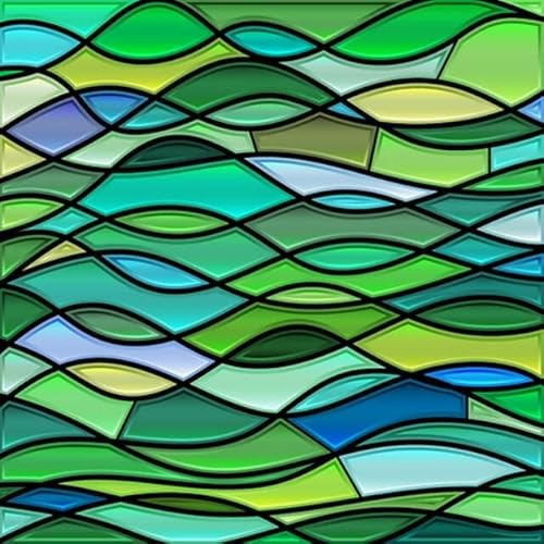 adrium Acryl-Bild 40 x 40 cm: Abstract Vector Buntglas-Mosaik-Hintergrund - grüne und blaugrüne Wellen (96203242)