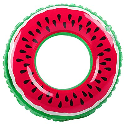 Inflatable Swim Ring, Jagowa Watermelon Swimming Pool Floats for Kids Aged 3-5, Summer Water Toys Decorations for Beach Party, Green,Red