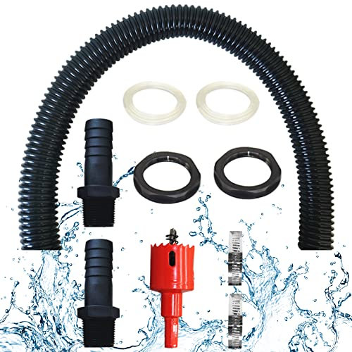 Shunfaji Tuyau de raccordement du recuperateur d Eau de Pluie, y Compris 2 Douilles de Tuyau avec Contre-écrou - Kit de raccordement pour tonneau de Pluie (100cm- A)