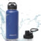 HYDRATE Flaschen Trinkflasche Edelstahl -1L Doppelwandig Isoliert - Zwei Deckel - Trink Und Strohhalmdeckel - Silikonkunststoff Wasserflasche - Trinkflasche Mit Strohhalm - Klassisch Blau - Set of 1