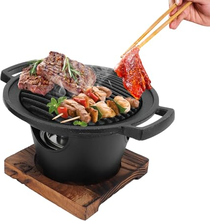 Mini Gril Hibachi, 8,5 Pouces Style Coréen Japonais à Service Unique Yakiniku Grill Portable Individuel Table Mini Barbecue Barbecue Grill Petit Gril à Charbon