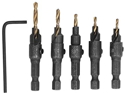 Juego De Brocas Avellanadoras, Brocas Avellanadoras Para Metal. Juego De Avellanador, 5 Piezas Brocas Avellanadoras Kit De Herramientas De Perforación Con Cortador De Orificios De Acero De Alta Veloci
