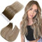 Easyouth Tape Extensions Echthaar Braun Balayage Echthaar Extensions Tape in Dunkelbraun Ombre Aschbraun Mittelblond Extensions Tape in Echthaar für Natürlichen Look #3/8/22 45cm 40g 20Pcs