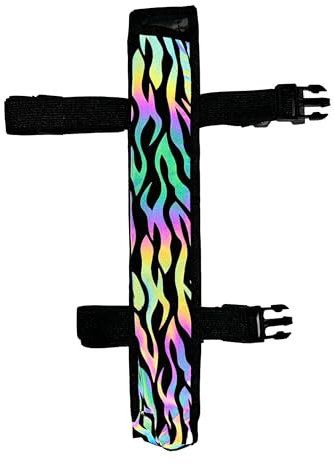 PandaTak Bright Flash Reflective Rave Fan Holster, Hand Fan Carrier with Stretchy Elastic Bands, Ideal Hand Held Rave Fan Holder for Circuit Parties, Suitable for Large Fans (Zebra)