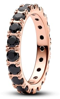 Pandora Timeless 14k Rose gold-plated ring with black cystal, 56