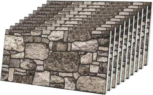 Izodekor Lot de 10 panneaux muraux 3D, aspect brique et pierre traditionnelle, en polystyrène expansé, pour salon, cuisine, salle de bain, balcon, chambre, arrière du comptoir et terrasse
