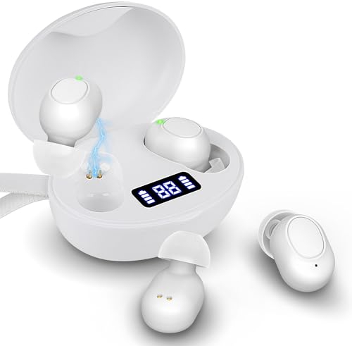 JJYSS Mini-Soundverstärker, Sprachverstärkungsgerät mit Rauschunterdrückung und LED-Anzeige for Fernsehen und Anrufe, tragbarer Soundverstärker(White)