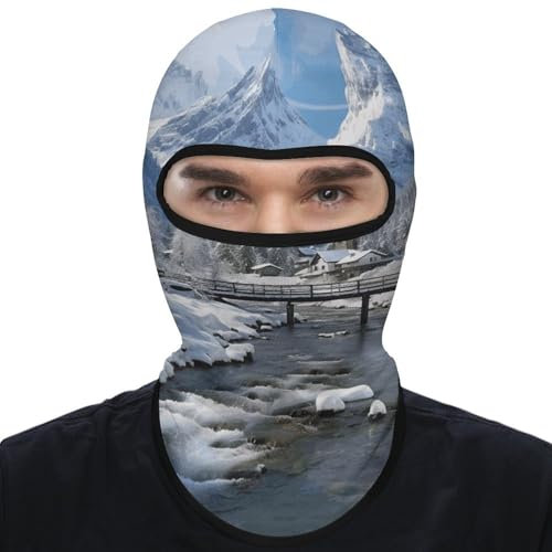 Sturmhaube Gesichtsmaske für Herren Damen Winterlandschaft in den Alpen Vollmaske für Outdoor Sport Radfahren Angeln Cap, Winterlandschaft in den Alpen, 1, Winterlandschaft in den Alpen, 2
