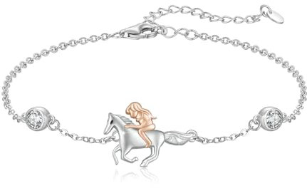 Waysles Mädchen Pferd Armband 925 Sterling Silber verstellbares Rose Gold Pferdearmband Mädchen Fahrt Horse Armband Tier Pferd Schmuck Geschenk für Frauen Mädchen Pferde Liebhaber