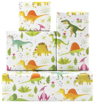 Dinosaurier-Geschenkpapier Rolle, Jurassic Dino Geschenkpapier Geburtstag –1 Mini-Rolle– 43 x 300 cm pro Rolle –Dschungel Dinosaurier Geschenkpapier für Kinder, Mädchen, Jungen, Geburtstag, Babyparty