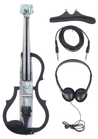 Professionelle Leise Elektrische Violine 4/4 Kohlefaser Violine Elektrische Geige Kit mit Tonabnehmer für Anfänger Erwachsene Jugendliche (Typ 1)