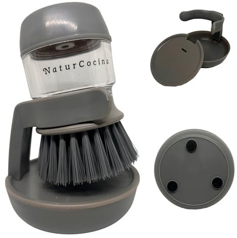 Estropajo Cocina - Cepillo Limpieza Hogar - Cepillo RELLENABLE de Jabón - Cepillo Fregar Platos - Dispensador Jabon Cocina - Dispensador Jabon Baño