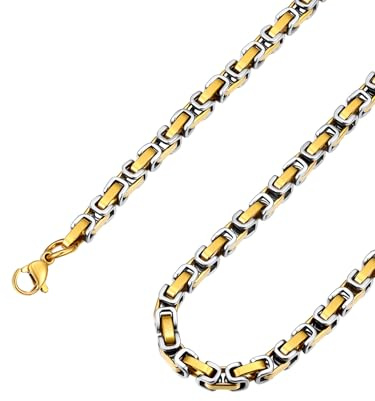 ChainsPro Königskette für Herren Damen Byzantinische Halskette Edelstahl 4/6mm breit Schmuck Silber,Gold & Silber und Gold schwarze Mischung 46-76cm klassisches und edles Geschenk