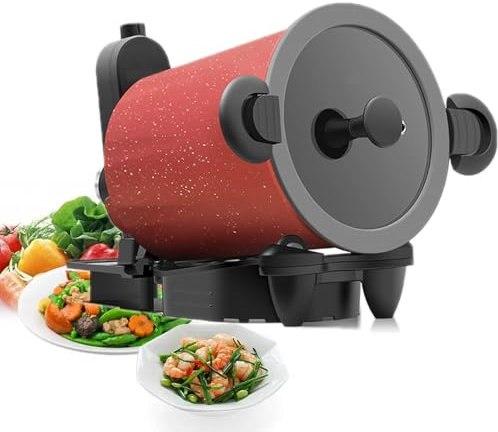 BDJSN Kommerzielle Trommel-Reisbratmaschine, 360° Automatisch Rotierende Kochmaschine, Präzise Temperaturregelung, Intelligenter Rührtopf Für Wohnmobil, Camping, Küche, Reisen, Terrasse