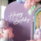 MASTRON Segno di buon compleanno per sfondo, in feltro glitterato con scritta Happy Birthday, per sfondo ad arco a palloncino per baby shower (bianco)