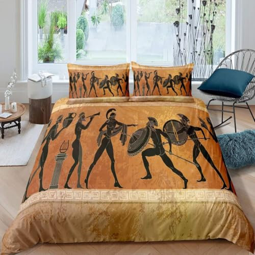 Bettwäsche Retro-Ägyptische Charaktere Bettbezug 155X200 cm Mit Reißverschluss 3D Druck Bettwäsche Set Sommer Vier Jahreszeiten Mikrofaser Kinderbettwäsche Bettbezüge Mit 2 Kissenbezug -473V361M711V